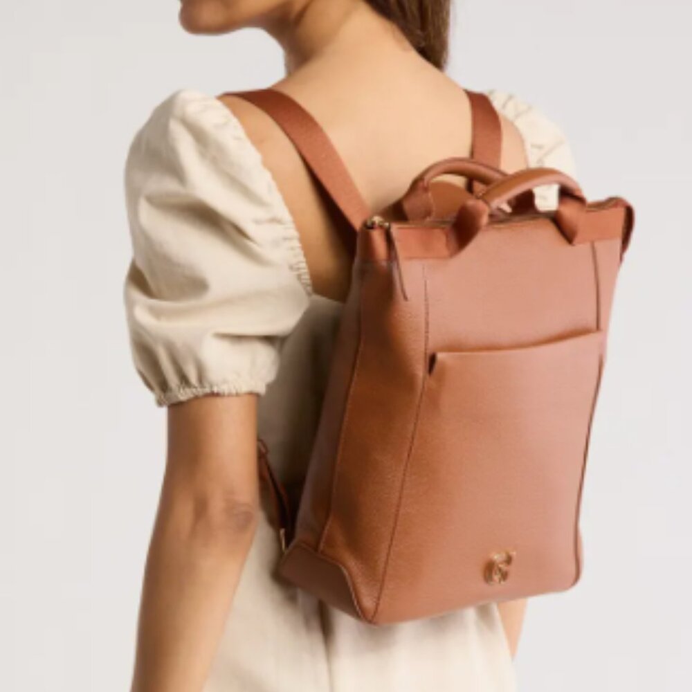 COLE HAAN Medium Grand Ambition Backpack British Tan Style #: U04394 msrp $330 - Picture 1 of 12